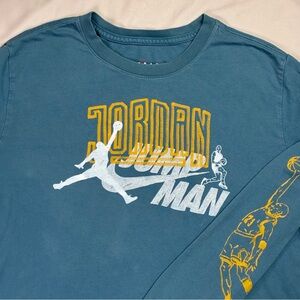 Air Jordan Long Sleeve Jumpman T-Shirt Mens Large Aqua Blue Nike Graphic Tee 23